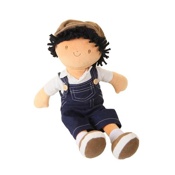 Bonikka látková bábika - chlapec 38 cm, Joe – modré džínsové nohavice na traky