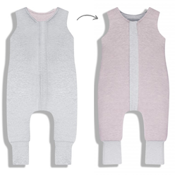 Celoročný spací vak s nohavicami Sleepee Melange Grey/Pink XS