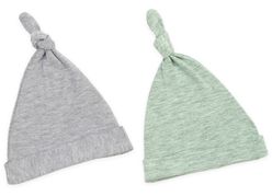 Detské čiapky 0-2 mesiace - súprava dvoch kusov pastelová sivá / pastelová mintovou