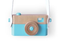 Detský drevený fotoaparát PixFox modrý by Craffox