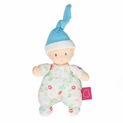 Mini bábika miláčik - 15cm, Kvietkovaná modrá čiapka