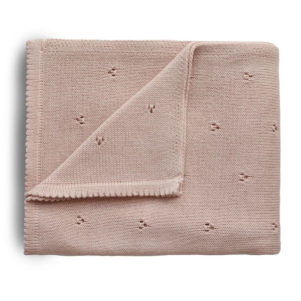 Mushie pletená detská deka z organickej bavlny, Blush