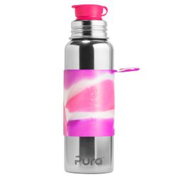 Pura® nerezová fľaša so športovým uzáverom 850ml, Ružovo-biela